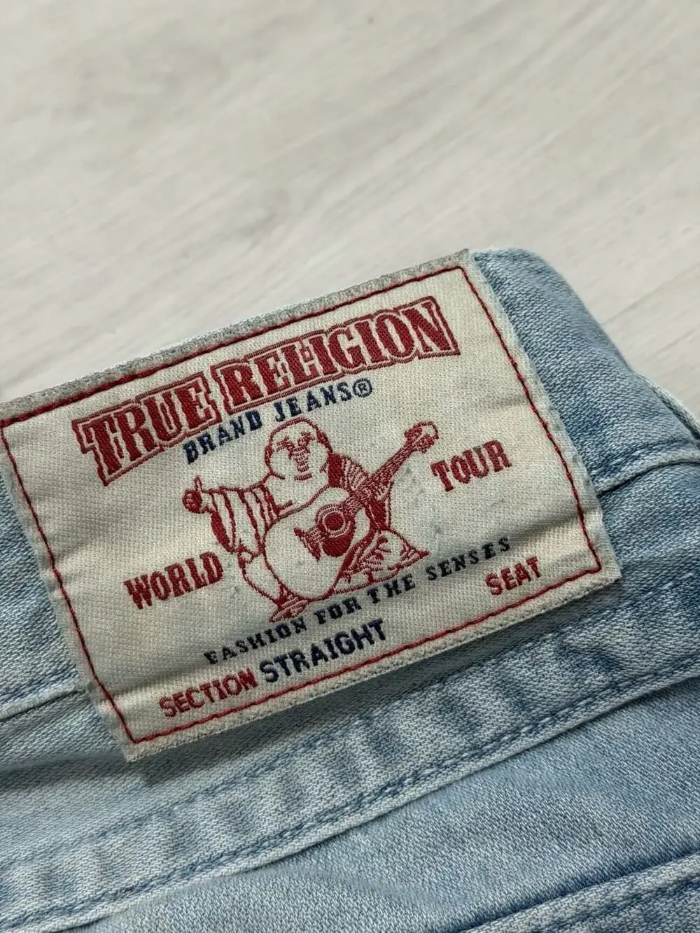 True Religion Ricky Straight Flap Pocket Blue Light Wash Size 38